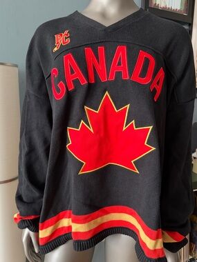 Peace Collective Team Canada Maple Leaf Black Knit Sweater